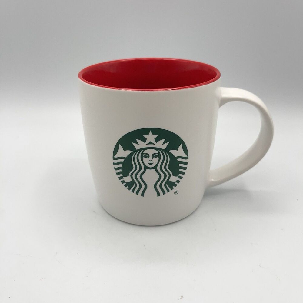 New Starbucks Coffee Mug Cup White With Red Interior 11 oz. 2025 Christmas